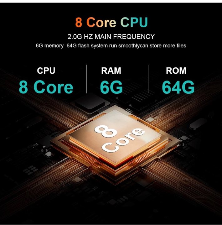 8 core 6GB RAM 64GB specification illustration