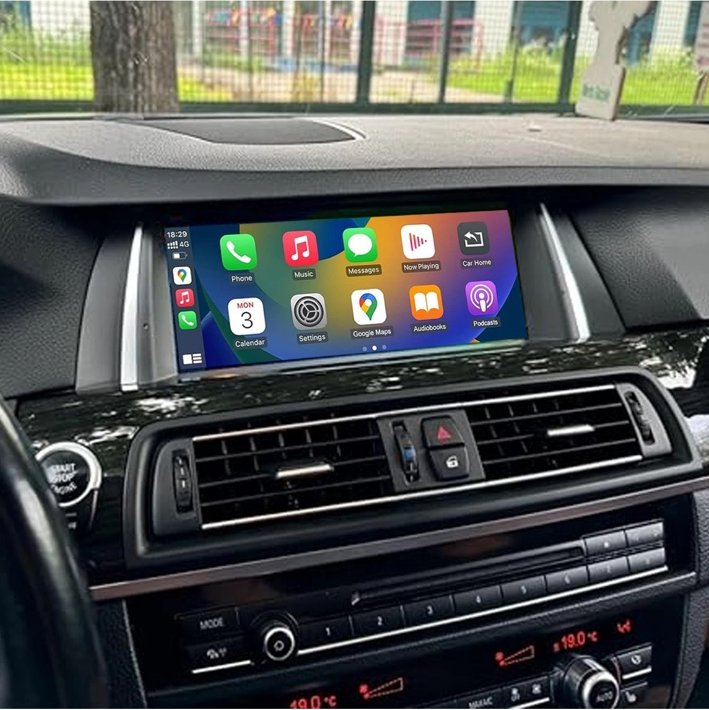 BMW 5 Series F10 F11 installed Apple CarPlay screen in dashboard