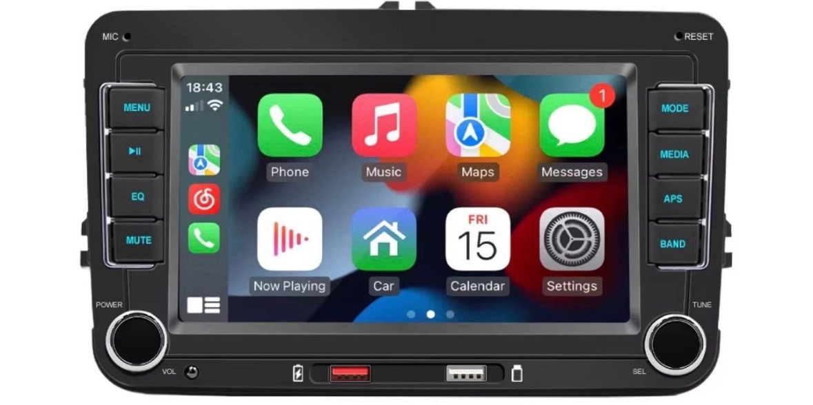 VW CarPlay head unit front view