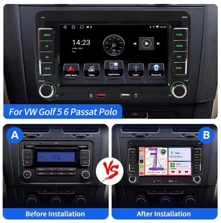 VW stereo before and after installation
